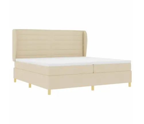 Gulta Ar Matraci Tumši Pelēks 90X190 Cm Audums Krēmkrāsa Audums Vidaxl