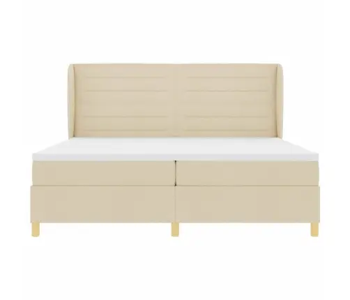 Gulta Ar Matraci Tumši Pelēks 90X190 Cm Audums Krēmkrāsa Audums Vidaxl