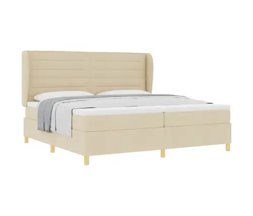 Gulta Ar Matraci Tumši Pelēks 90X190 Cm Audums Krēmkrāsa Audums Vidaxl