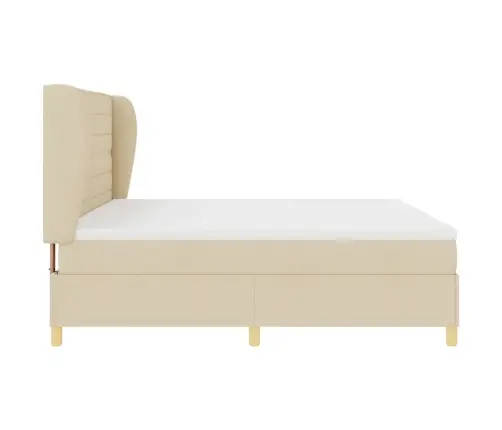 Gulta Ar Matraci Tumši Pelēks 90X190 Cm Audums Krēmkrāsa Audums Vidaxl