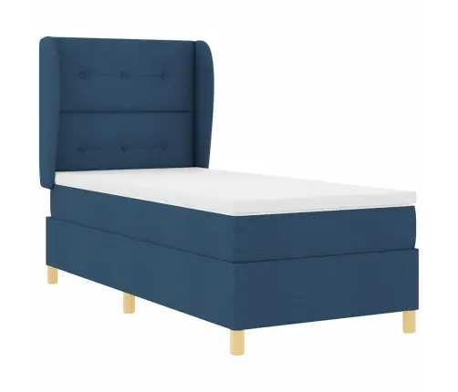 Voodi Vedrudega Ja Madratsiga Tumehall 90X190 Cm Kangas Sinine