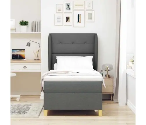 Voodi Vedrudega Ja Madratsiga Tumehall 90X190 Cm Kangas Kangas