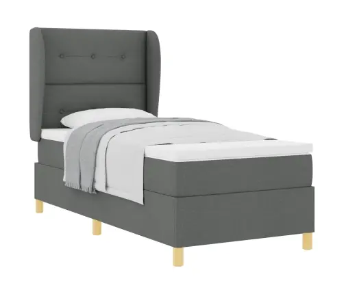 Voodi Vedrudega Ja Madratsiga Tumehall 90X190 Cm Kangas Kangas