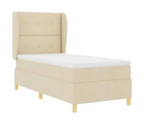 Voodi Vedrudega Ja Madratsiga Tumehall 90X190 Cm Kangas Cream