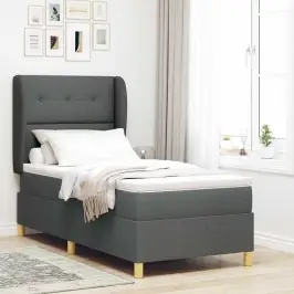 Kastītes Atsperu Gulta Tumši Pelēks 200 X 100 Cm Audums Vidaxl Kastītes Atsperu Gulta Tumši Pelēks 200 X 100 Cm Audums Vidaxl