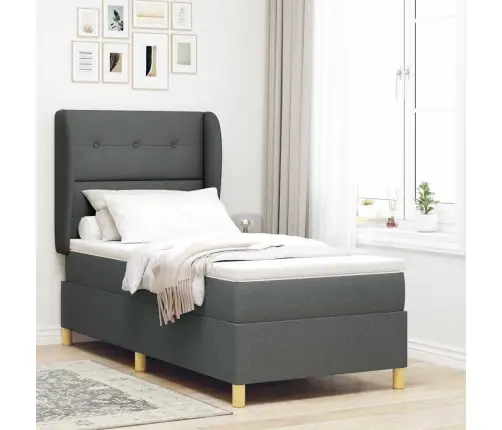 Kastveida Gulta Ar Matracis Tumši Pelēks 100X200 Cm Audums Vidaxl