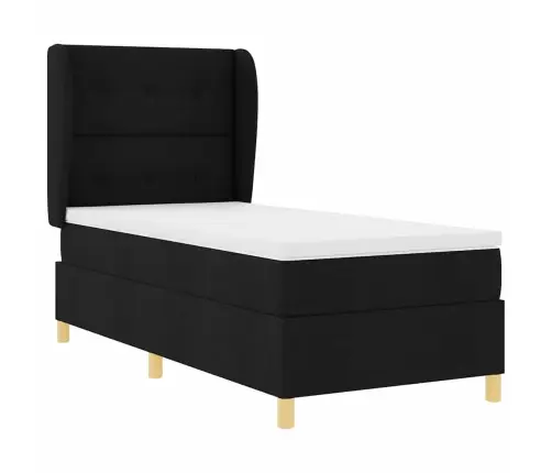 Voodi Vedrudega Ja Madratsiga Tumehall 90X190 Cm Kangas Must