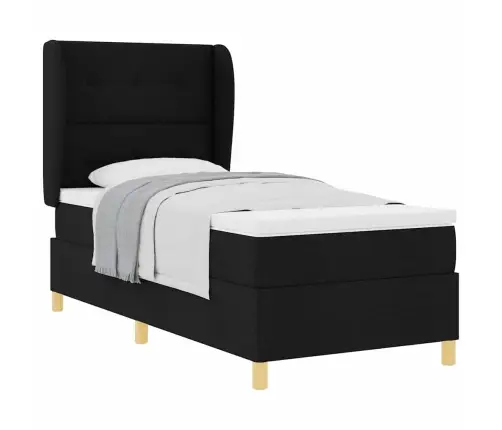 Voodi Vedrudega Ja Madratsiga Tumehall 90X190 Cm Kangas Must