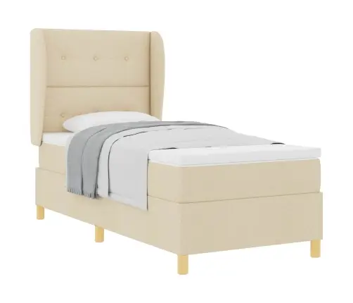 Voodi Vedrudega Ja Madratsiga Tumehall 90X190 Cm Kangas Cream