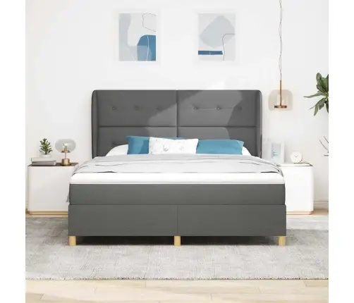 Voodi Vedrudega Ja Madratsiga Tumehall 90X190 Cm Kangas Kangas