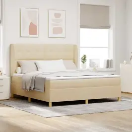 Gulta Ar Matraci Tumši Pelēks 90X190 Cm Audums Krēmkrāsa Vidaxl