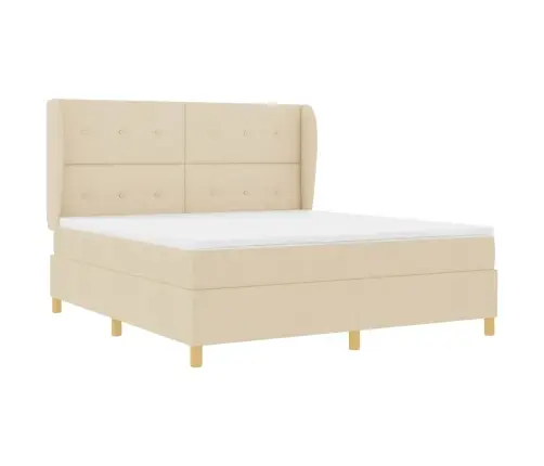 Gulta Ar Matraci Tumši Pelēks 90X190 Cm Audums Krēmkrāsa Vidaxl