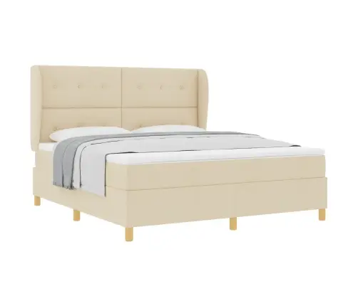 Gulta Ar Matraci Tumši Pelēks 90X190 Cm Audums Krēmkrāsa Vidaxl