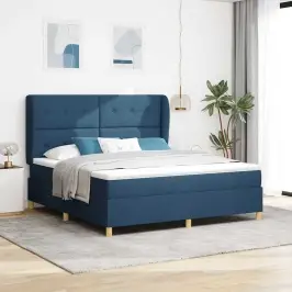 Voodi Vedrudega Ja Madratsiga Tumehall 90X190 Cm Kangas Sinine