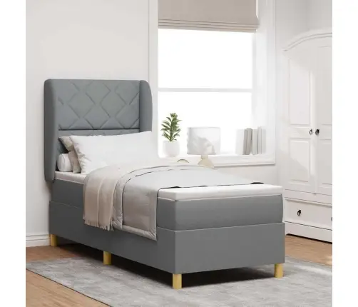 Voodi Vedrudega Ja Madratsiga Tumehall 90X190 Cm Kangas Kangas