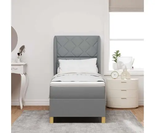 Voodi Vedrudega Ja Madratsiga Tumehall 90X190 Cm Kangas Kangas