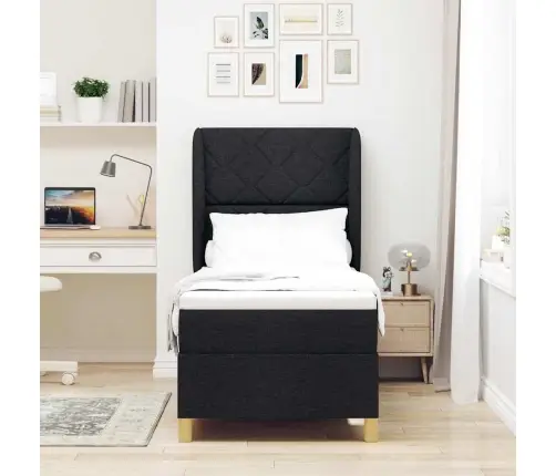 Voodi Vedrudega Ja Madratsiga Tumehall 90X190 Cm Kangas Must