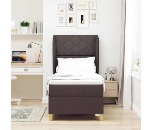 Voodi Vedrudega Ja Madratsiga Tumehall 90X190 Cm Kangas Kangas