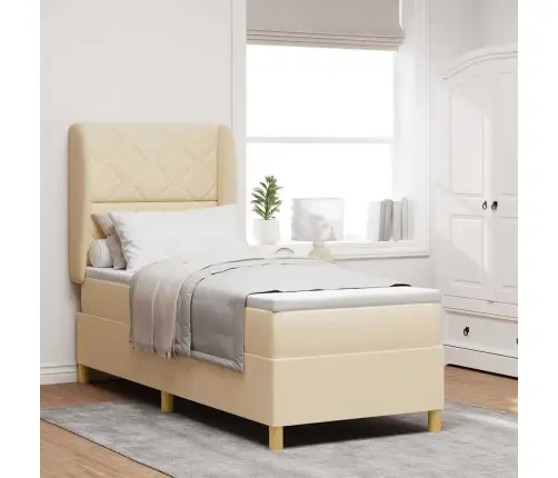 Voodi Vedrudega Ja Madratsiga Tumehall 90X190 Cm Kangas Cream