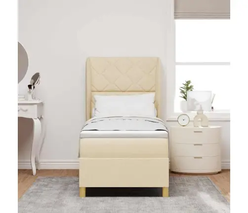 Voodi Vedrudega Ja Madratsiga Tumehall 90X190 Cm Kangas Cream