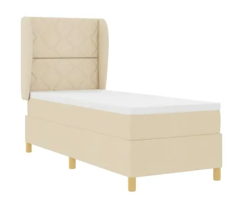 Voodi Vedrudega Ja Madratsiga Tumehall 90X190 Cm Kangas Cream