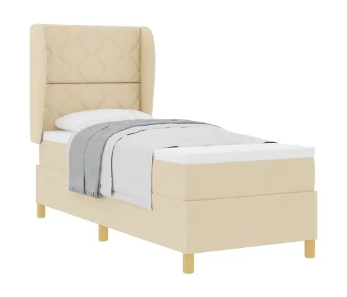 Voodi Vedrudega Ja Madratsiga Tumehall 90X190 Cm Kangas Cream