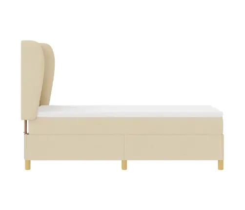 Voodi Vedrudega Ja Madratsiga Tumehall 90X190 Cm Kangas Cream