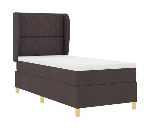 Gulta Ar Matraci Tumši Pelēks 90X190 Cm Audums Tumši Brūna Vidaxl