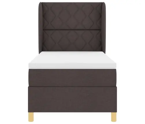 Gulta Ar Matraci Tumši Pelēks 90X190 Cm Audums Tumši Brūna Vidaxl