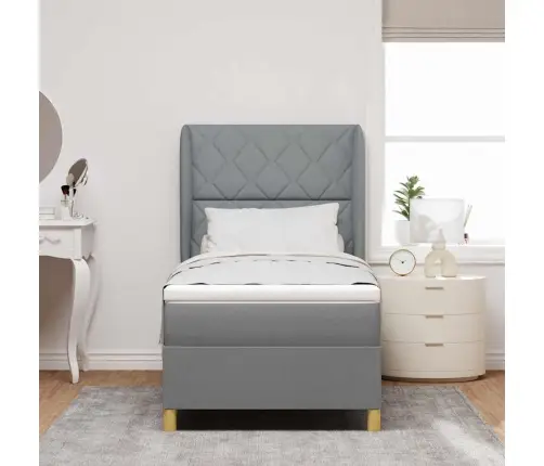 Voodi Vedrudega Ja Madratsiga Tumehall 90X190 Cm Kangas Kangas