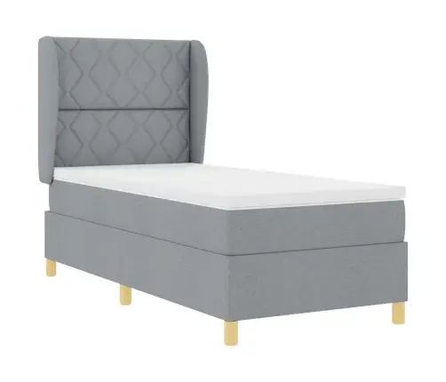 Voodi Vedrudega Ja Madratsiga Tumehall 90X190 Cm Kangas Kangas