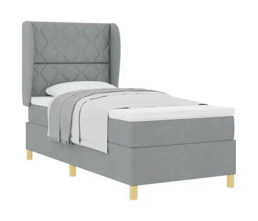 Voodi Vedrudega Ja Madratsiga Tumehall 90X190 Cm Kangas Kangas