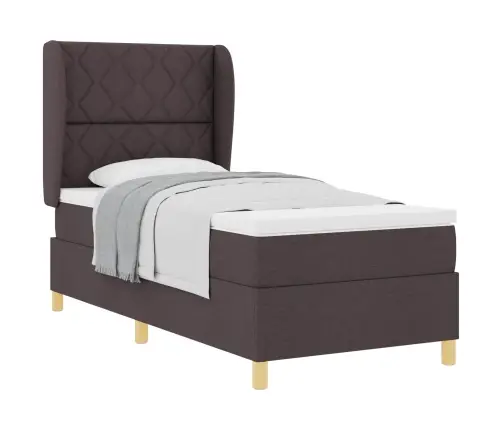 Gultas Rāmja Gulta Ar Matraci Tumši Brūna 100X200 Cm Audums Vidaxl