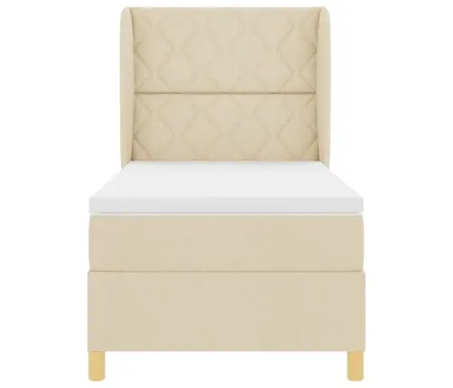 Gulta Ar Matraci Tumši Pelēks 90X190 Cm Audums Krēmkrāsa Vidaxl