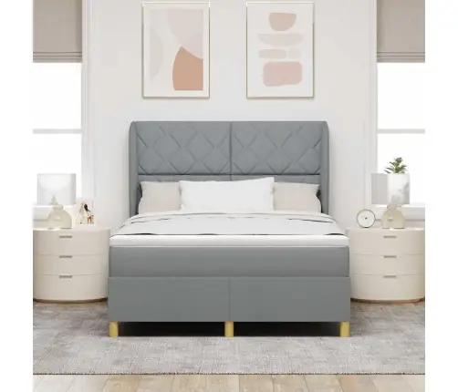 Gulta Ar Matraci Tumši Pelēks 90X190 Cm Audums Gaiši Pelēka Vidaxl