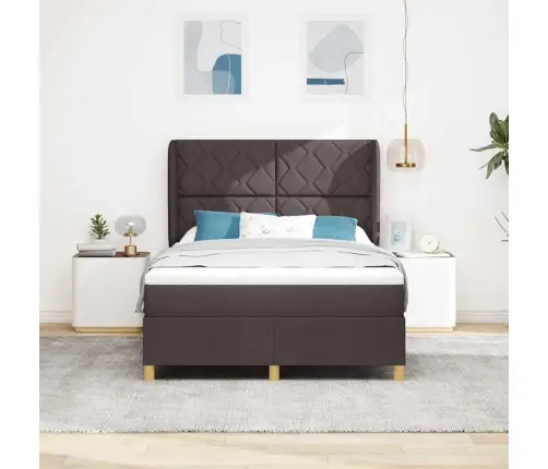 Gulta Ar Matraci Tumši Pelēks 90X190 Cm Audums Tumši Brūna Vidaxl