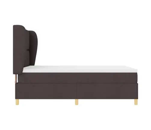 Gulta Ar Matraci Tumši Pelēks 90X190 Cm Audums Tumši Brūna Vidaxl