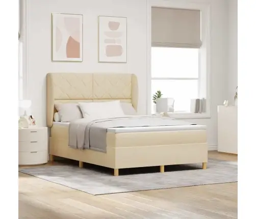 Gulta Ar Matraci Tumši Pelēks 90X190 Cm Audums Krēmkrāsa Vidaxl