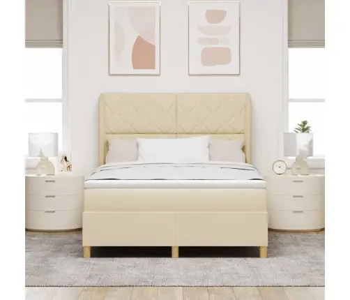 Gulta Ar Matraci Tumši Pelēks 90X190 Cm Audums Krēmkrāsa Vidaxl