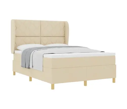 Gulta Ar Matraci Tumši Pelēks 90X190 Cm Audums Krēmkrāsa Vidaxl