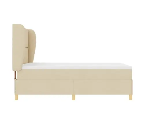 Gulta Ar Matraci Tumši Pelēks 90X190 Cm Audums Krēmkrāsa Vidaxl