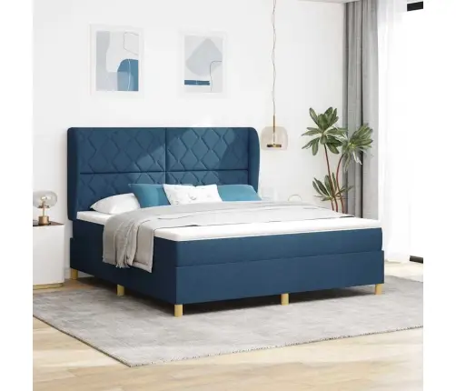 Voodi Vedrudega Ja Madratsiga Tumehall 90X190 Cm Kangas Sinine