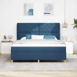 Voodi Vedrudega Ja Madratsiga Tumehall 90X190 Cm Kangas Sinine Voodi Vedrudega Ja Madratsiga Tumehall 90X190 Cm Kangas Sinine
