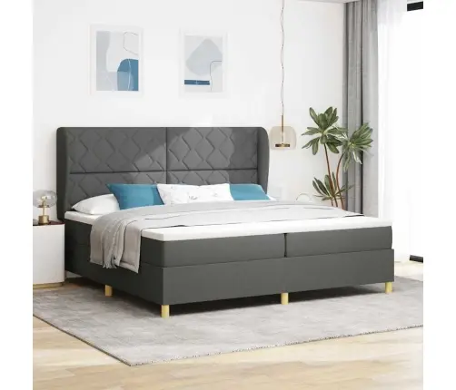 Lielā Gultas Ar Matrači Tumši Pelēka 200X200 Cm Audums Vidaxl
