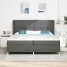 Lielā Gultas Ar Matrači Tumši Pelēka 200X200 Cm Audums Vidaxl