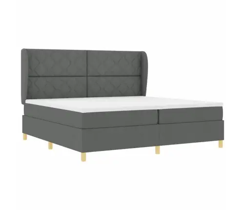 Lielā Gultas Ar Matrači Tumši Pelēka 200X200 Cm Audums Vidaxl