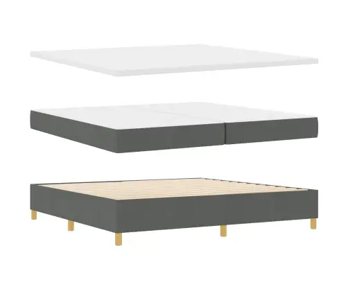 Lielā Gultas Ar Matrači Tumši Pelēka 200X200 Cm Audums Vidaxl