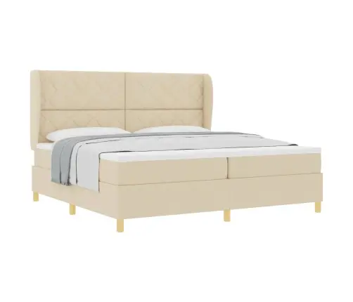 Gulta Ar Matraci Tumši Pelēks 90X190 Cm Audums Krēmkrāsa Vidaxl