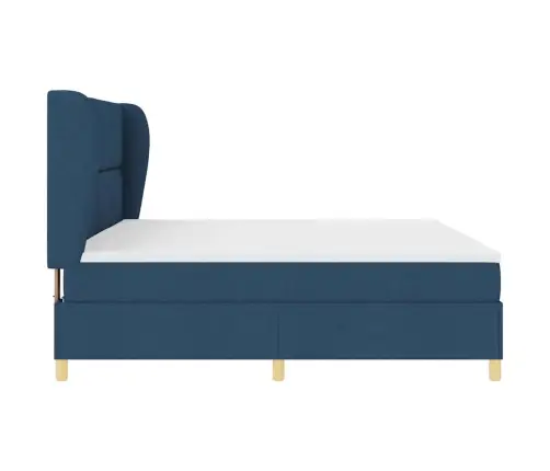 Voodi Vedrudega Ja Madratsiga Tumehall 90X190 Cm Kangas Sinine