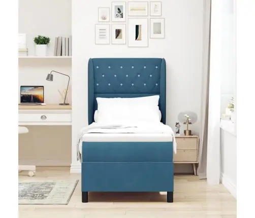 Kiemas Lova Su Čiužiniu Tamsiai Mėlyna 200 X 80 Cm Poliesteris